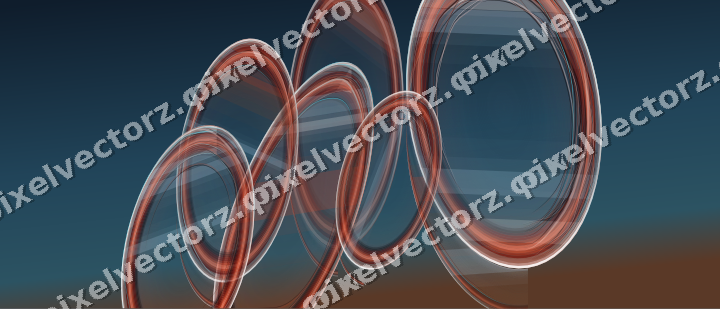 Abstract glass arc in cyan and red