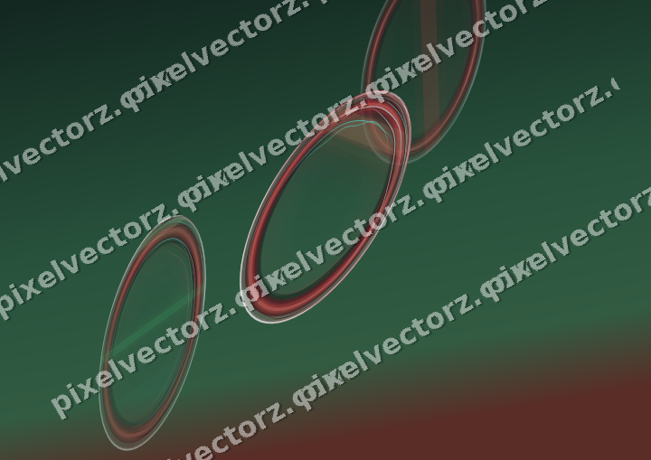 Abstract glass arc in dark green and red