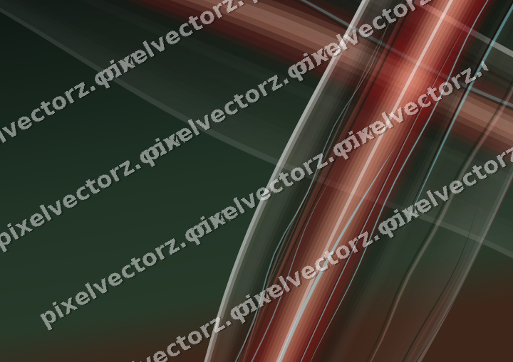 Abstract glass arc in dark green and red