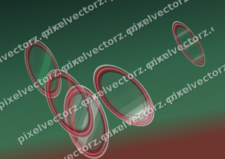 Abstract glass arc in dark green and red