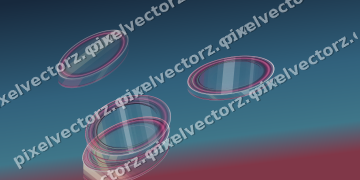 Abstract glass arc in dark pink and yellow