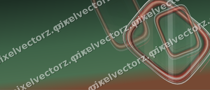 Abstract glass arc in dark green and red