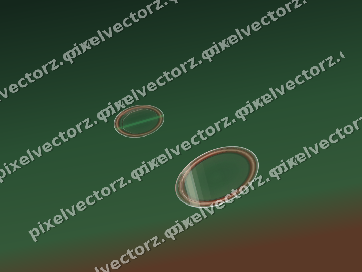 Abstract glass arc in dark green and red