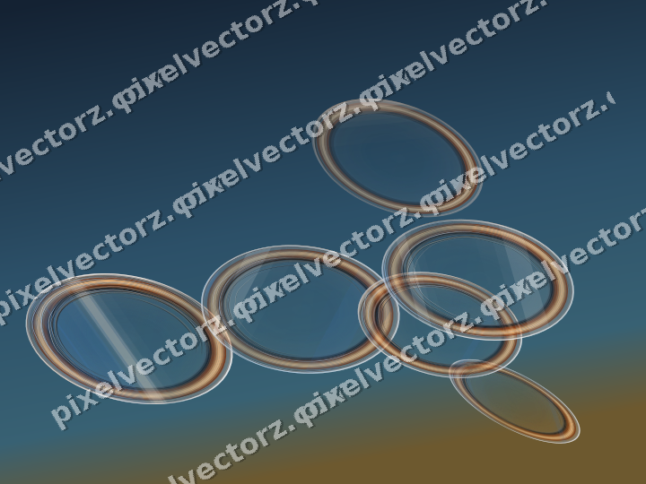 Abstract glass arc in dark blue and orange