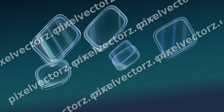 Abstract glass arc in cyan and blue