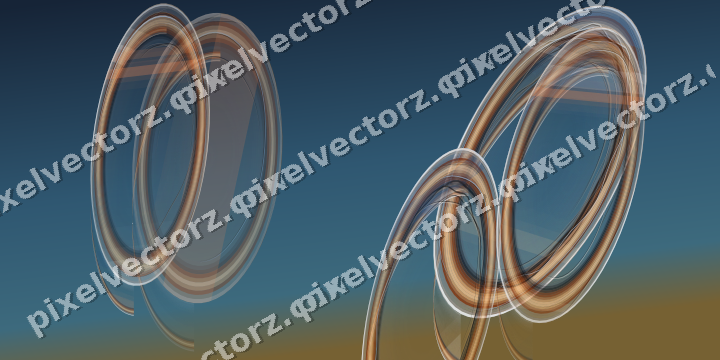 Abstract glass arc in dark blue and orange