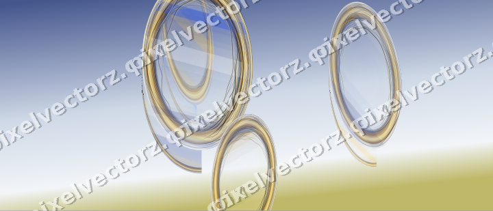 Abstract glass arc in amber and blue