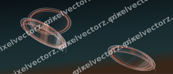Abstract glass arc in orange and cyan