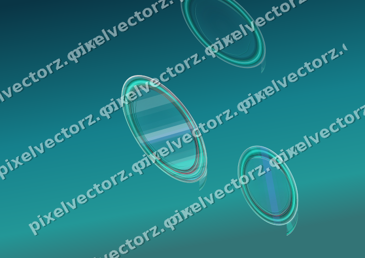 Abstract glass arc in cyan and teal