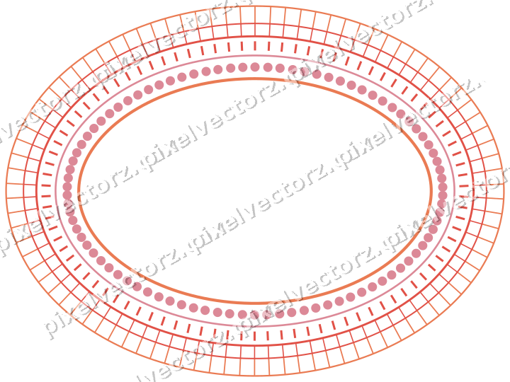 Dekorativer Zierrahmen in Rot und Orange mit Oval und Schraffur