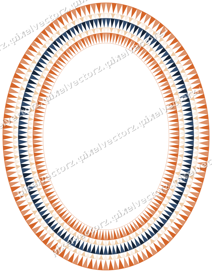 Dekorativer Zierrahmen in Dunkelblau und Orange mit Oval