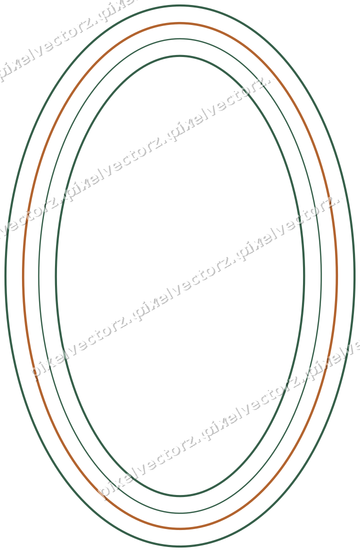 Dekorativer Zierrahmen in Dunkelgrün und Orange mit Oval