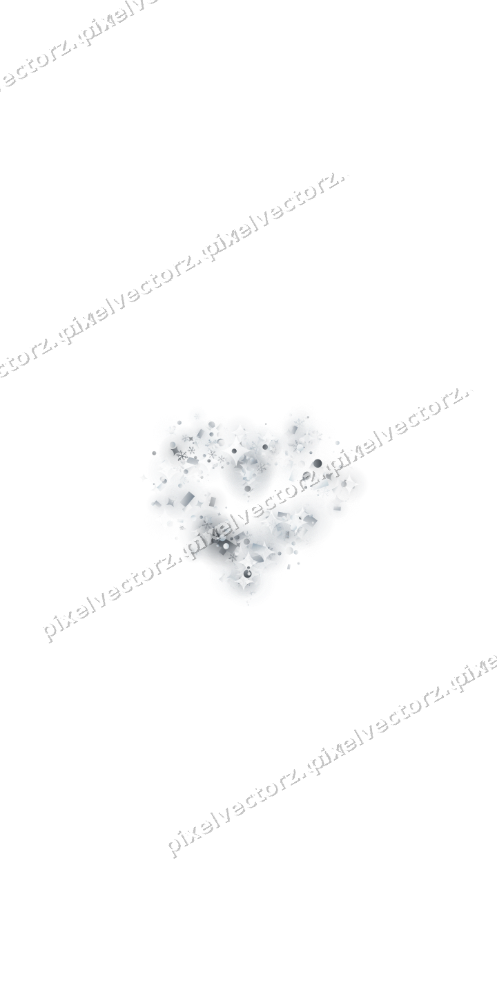 Glitzerherz aus Funken und Schneeflocken auf transparentem Grund