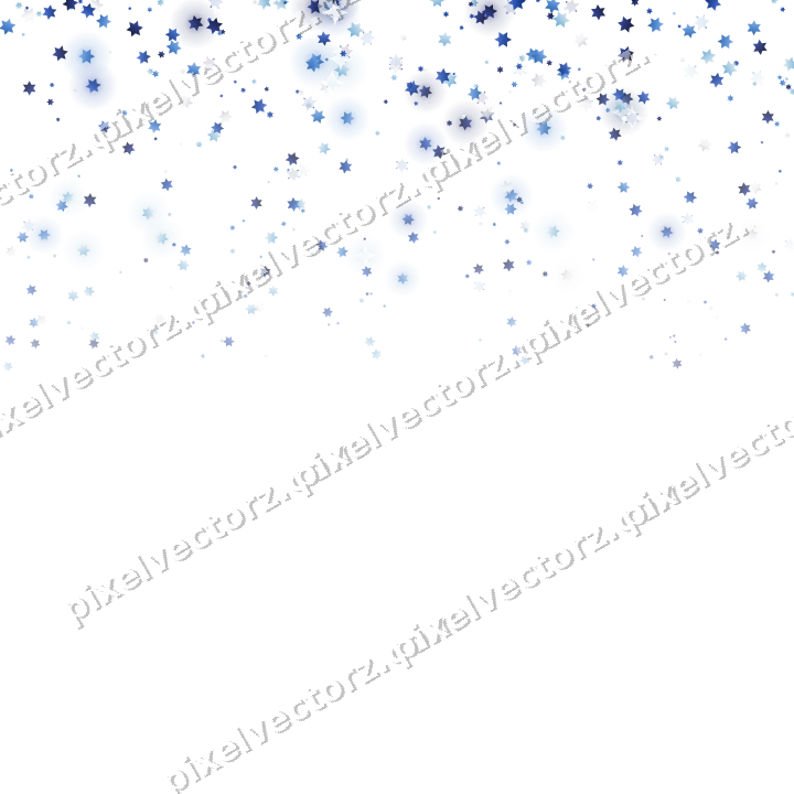 Glitzerregen aus Sternen in Blau und Türkis auf transparentem Grund
