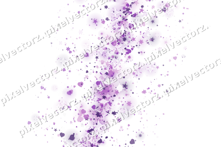 Glitzerband aus Sternen und Herzen in Violett auf transparentem Grund