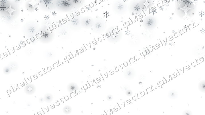 Glitzerregen aus Schneeflocken in Blassblau auf transparentem Grund
