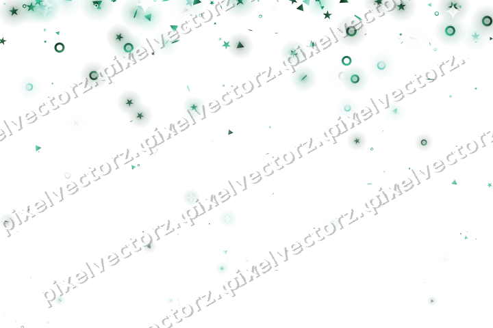 Glitzerregen aus Sternen und Ringen auf transparentem Grund