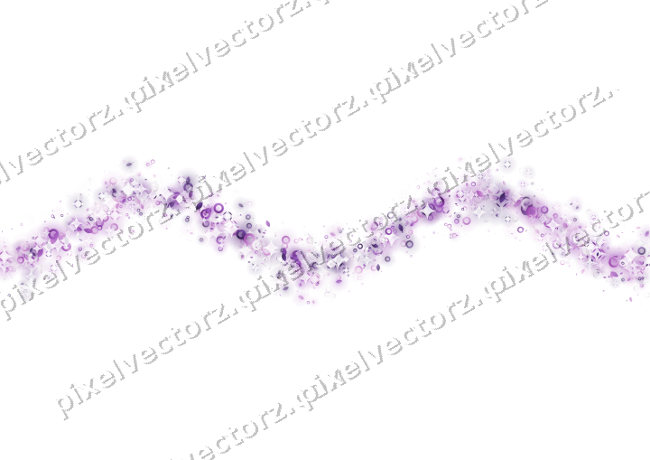 Glitzerwelle aus Tropfen und Ringen in Violett auf transparentem Grund