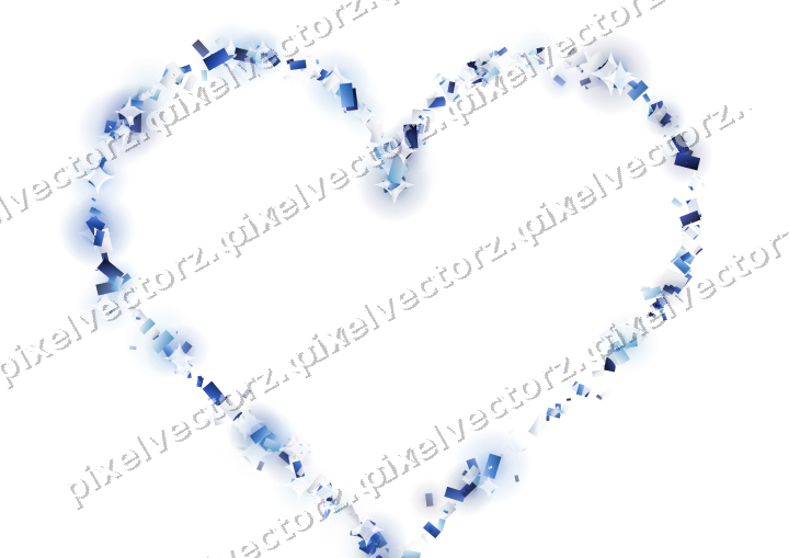 Glitzerherz aus Konfetti in Blau und Türkis auf transparentem Grund