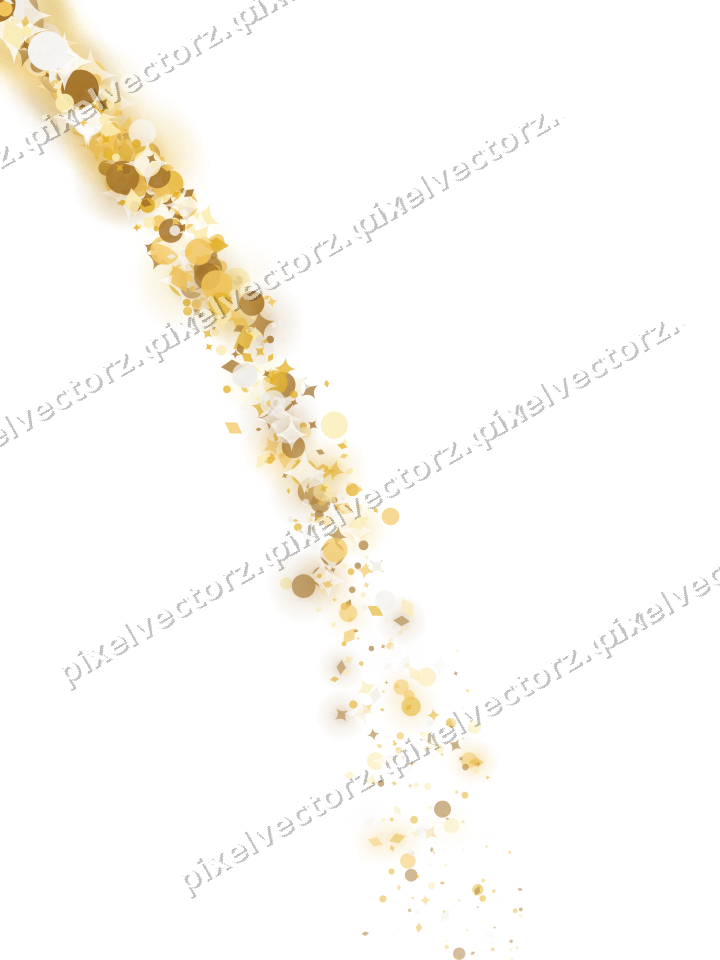 Sternenschweif aus Funken und Punkten auf transparentem Grund