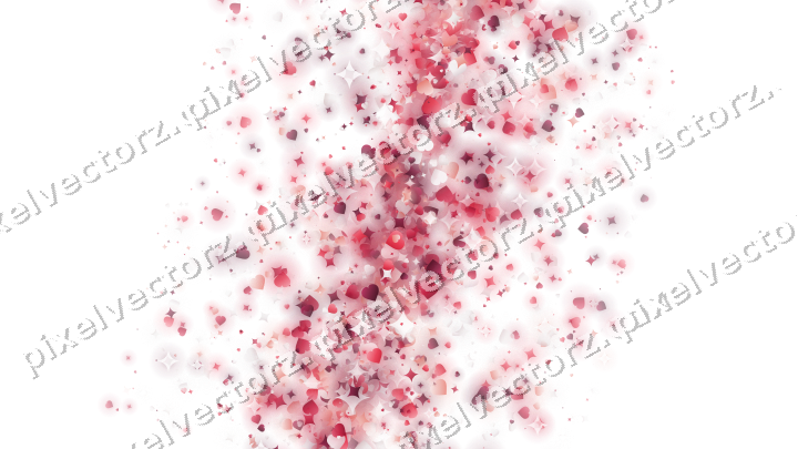 Glitzerband aus Funken und Herzen in Rosa auf transparentem Grund