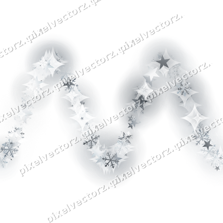 Glitzerwelle aus Sternen und Schneeflocken auf transparentem Grund