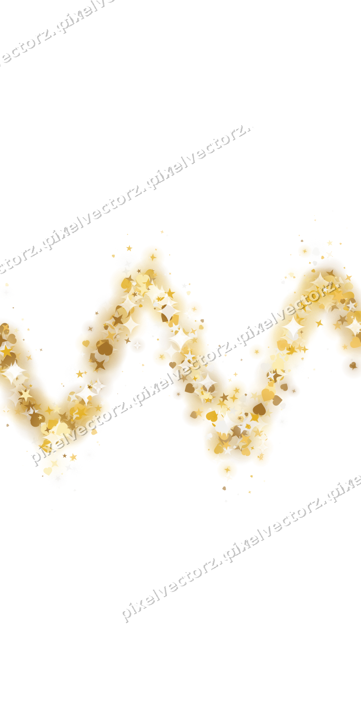 Glitzerwelle aus Sternen und Herzen auf transparentem Grund