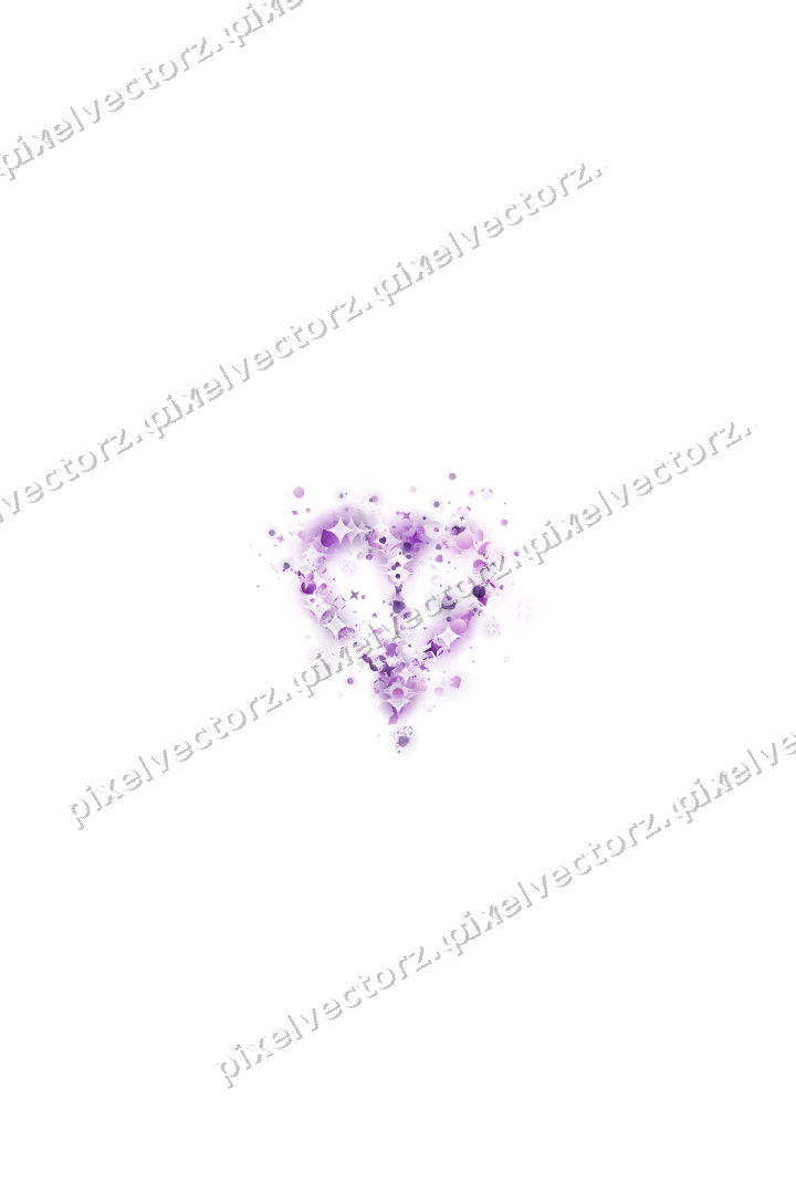 Glitzerherz aus Sternen und Herzen in Violett auf transparentem Grund