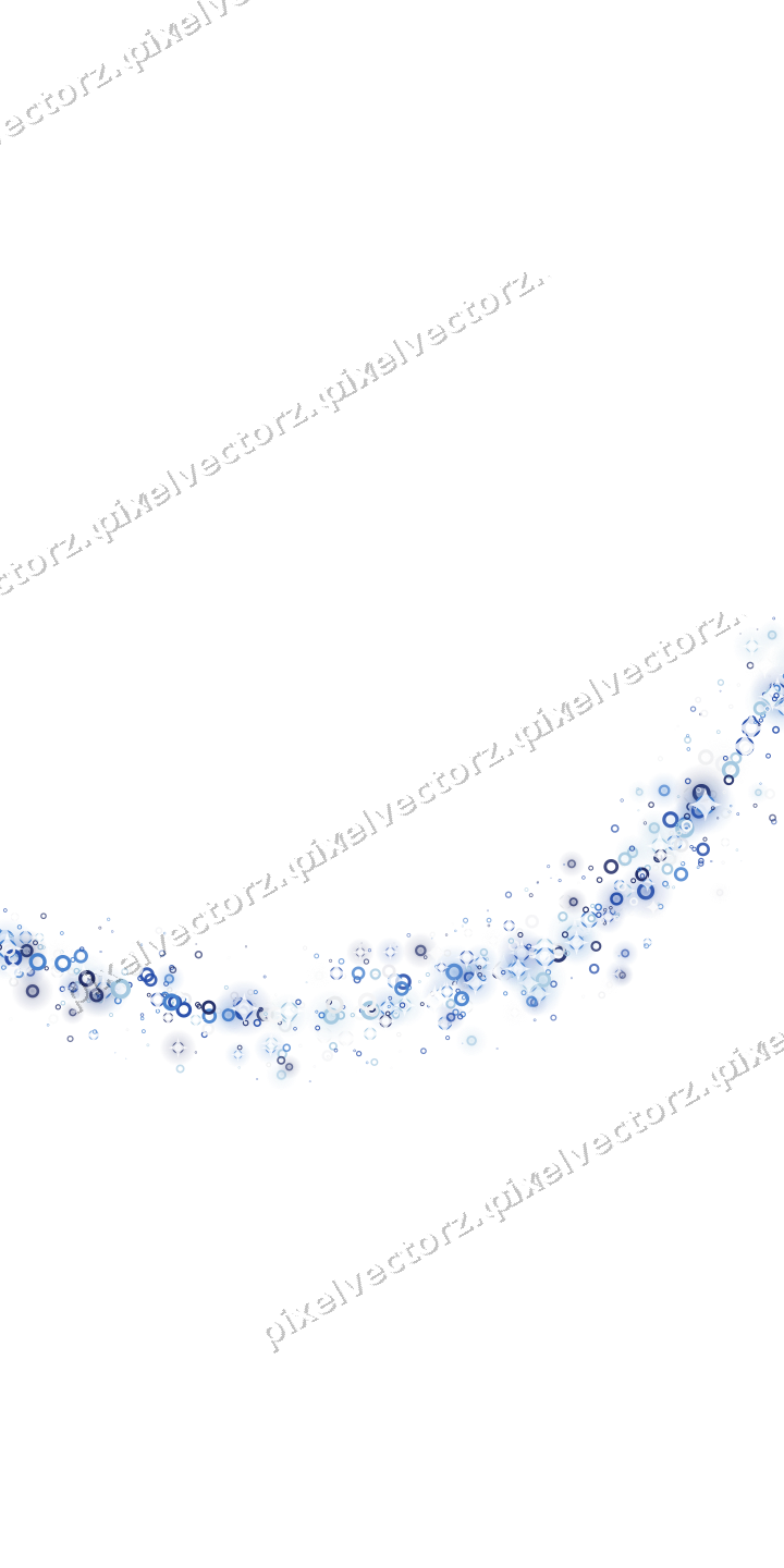 Glitzerbogen aus Ringen in Blau und Türkis auf transparentem Grund