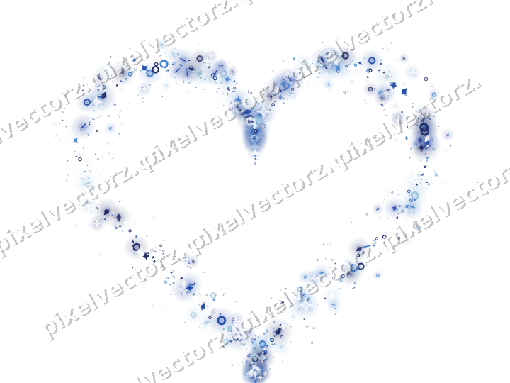 Glitzerherz aus Funken und Ringen in Blau auf transparentem Grund