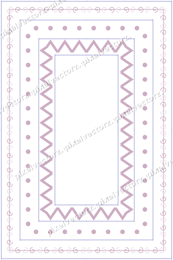 Decorative picture frame border in purple and blue with spiral scroll