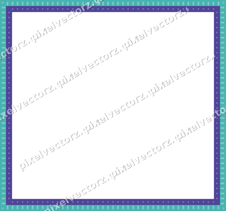 Decorative picture frame border in blue and cyan with tulip frieze