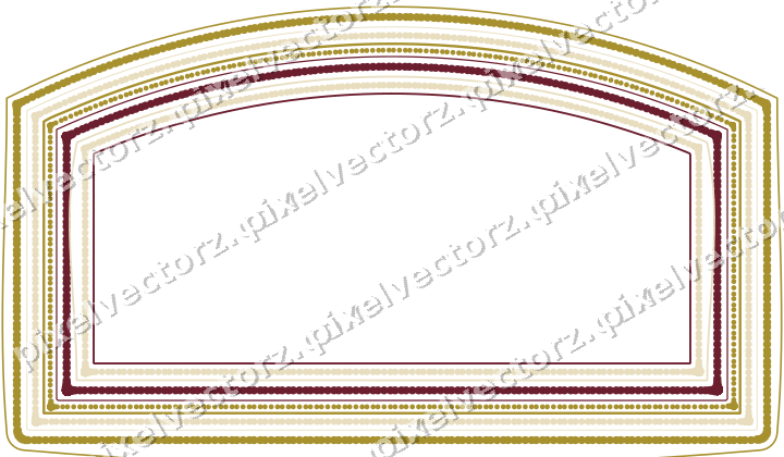 Decorative line art frame in dark pink and red with label plaque