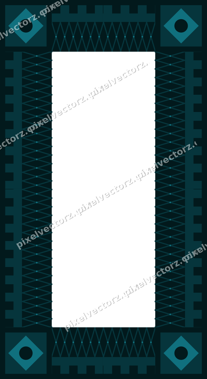 Decorative picture frame border in amber and dark teal with step band