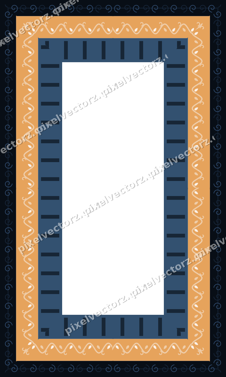 Decorative picture frame border in dark blue with ivy scroll