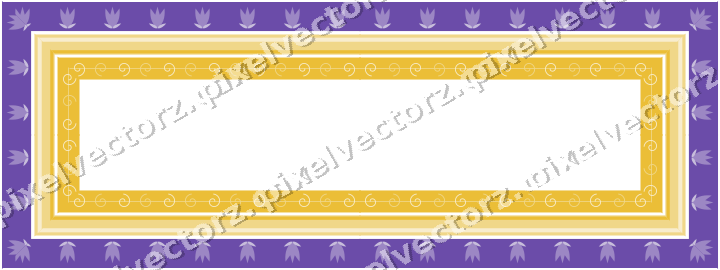 Decorative picture frame border in amber and purple with tulip frieze
