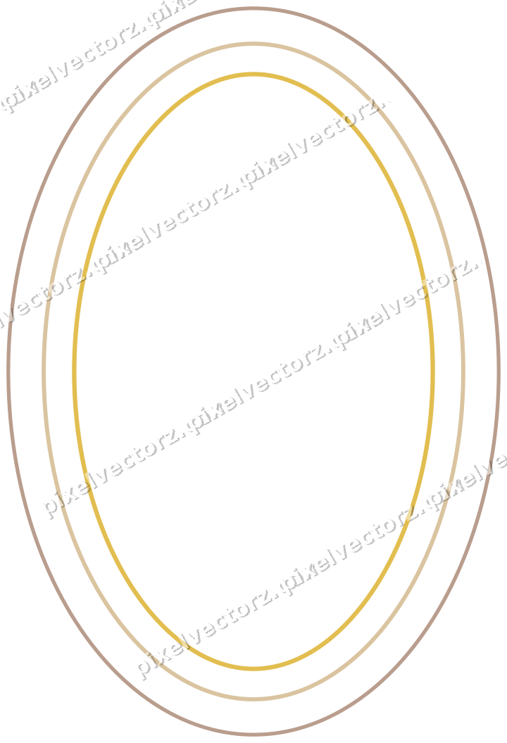 Decorative line art frame in amber and pale orange with oval