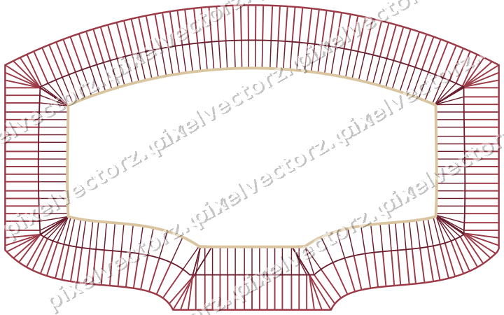Decorative line art frame in dark pink and red with label plaque
