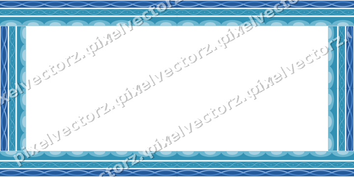 Decorative picture frame border in blue and cyan with guilloche