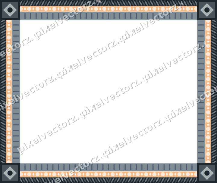 Decorative picture frame border in blue and orange with bead and reel