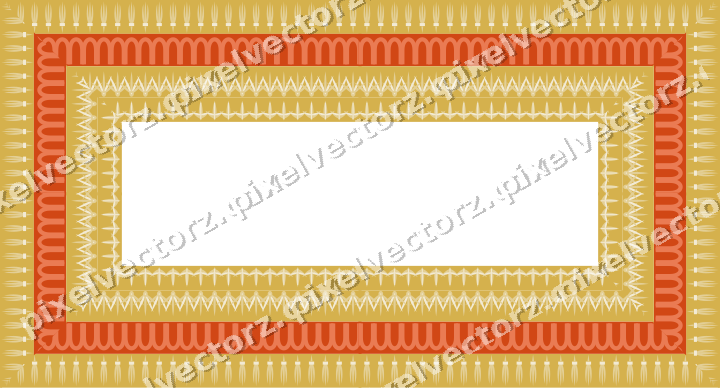 Decorative picture frame border in red and orange with palmette
