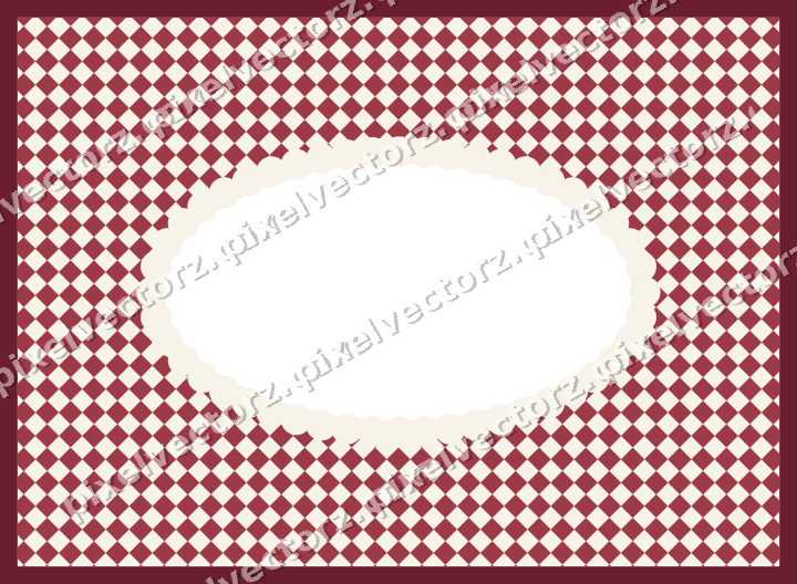 Decorative patterned mat frame in dark pink and red with checkerboard
