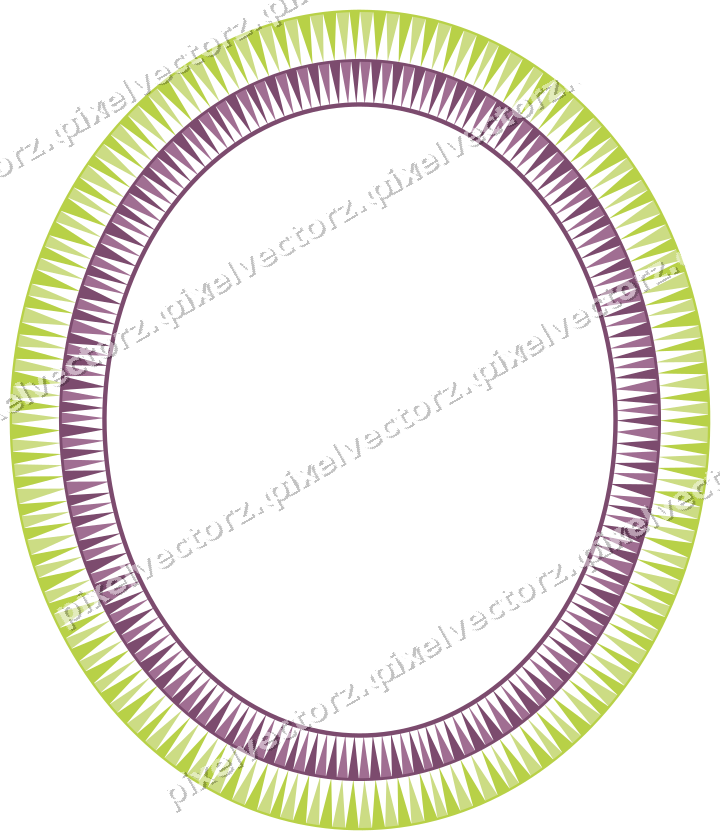 Decorative line art frame in dark magenta and lime with oval