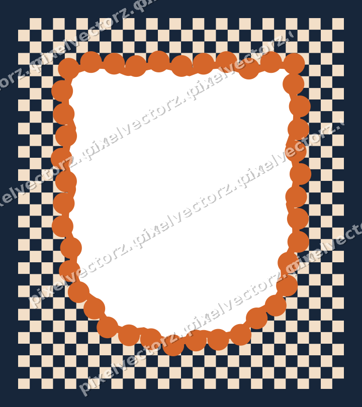 Decorative patterned mat frame in dark blue with checkerboard