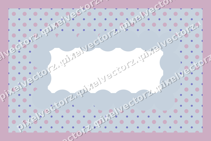 Decorative patterned mat frame in purple and blue with polka dots