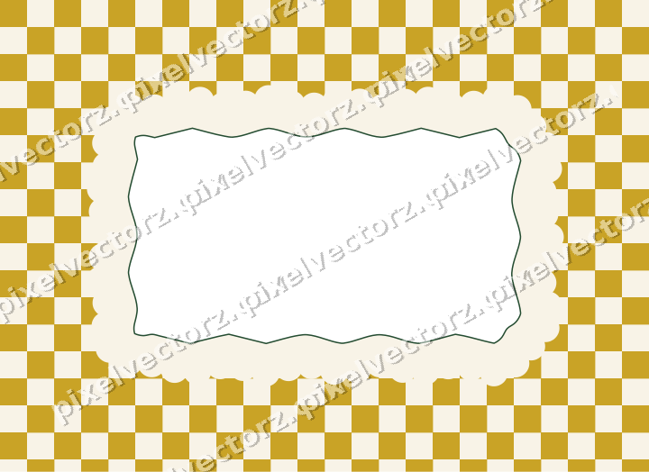 Decorative patterned mat frame in dark green with checkerboard