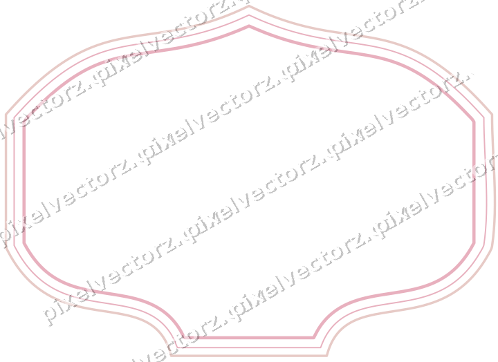 Decorative line art frame in pale pink and pale red with label plaque