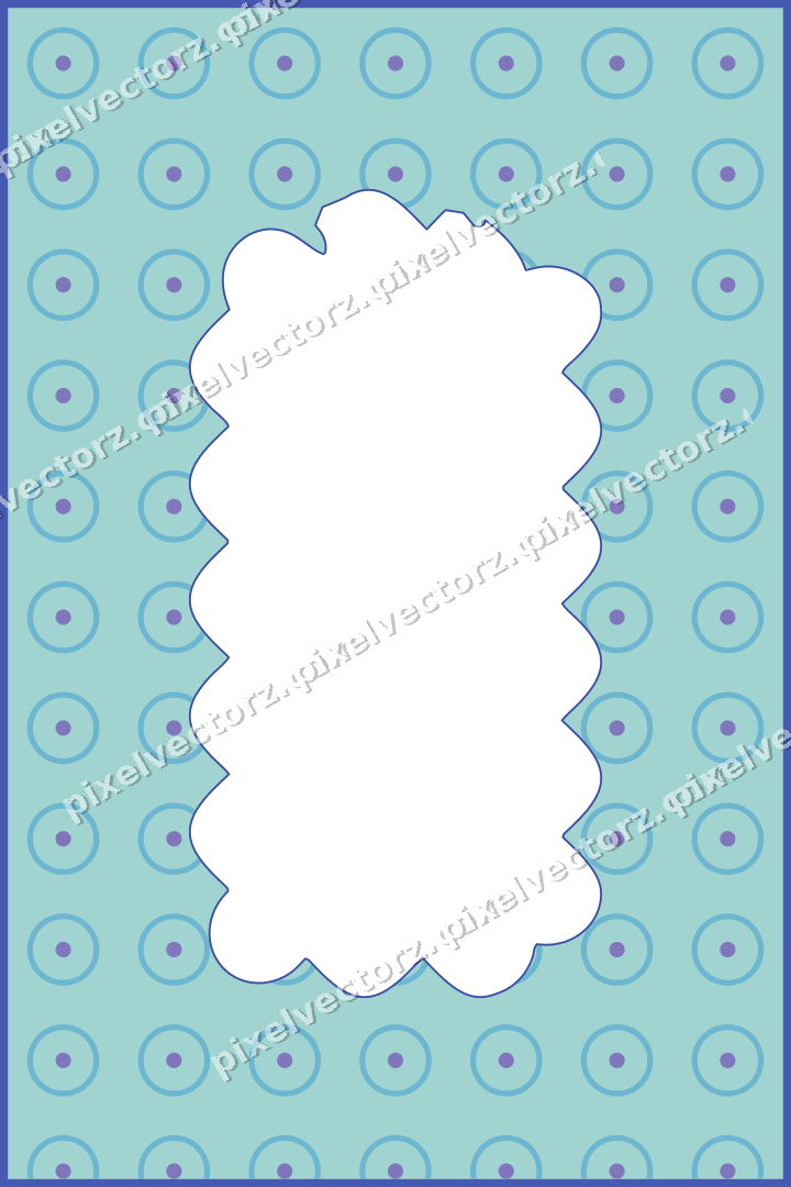 Decorative patterned mat frame in blue and cyan with ring pattern