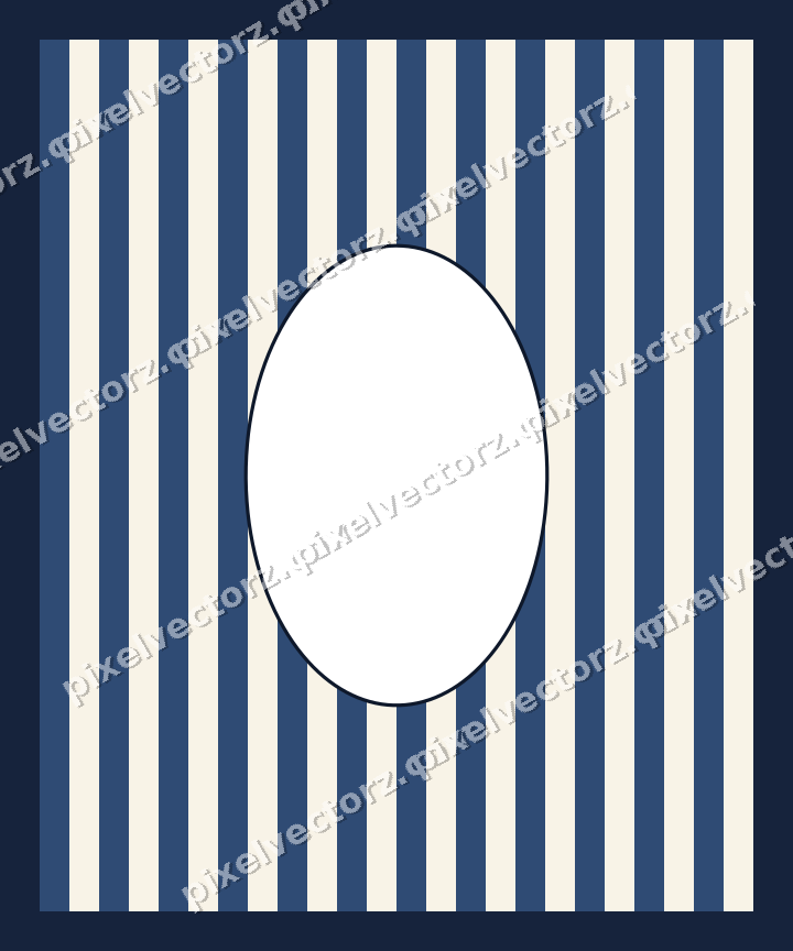 Decorative patterned mat frame in dark blue with vertical stripes