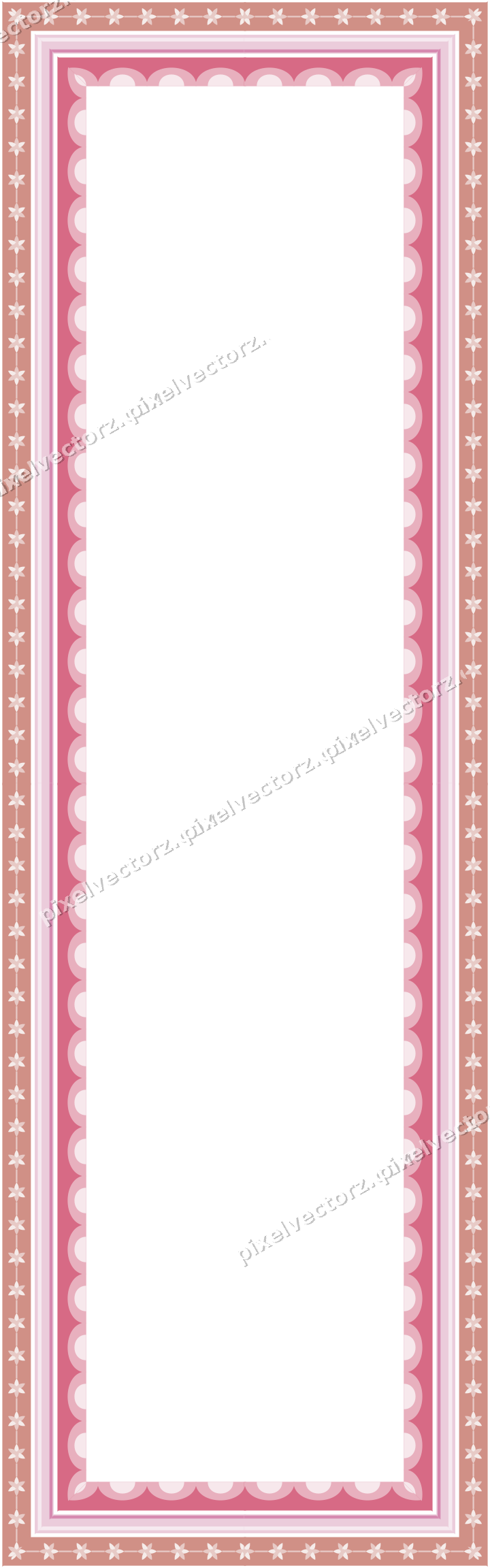 Decorative picture frame border in pale pink with rosette band